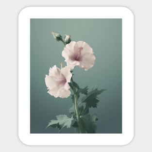 Beautiful Pink Hibiscus Flowers on a Green Background Sticker